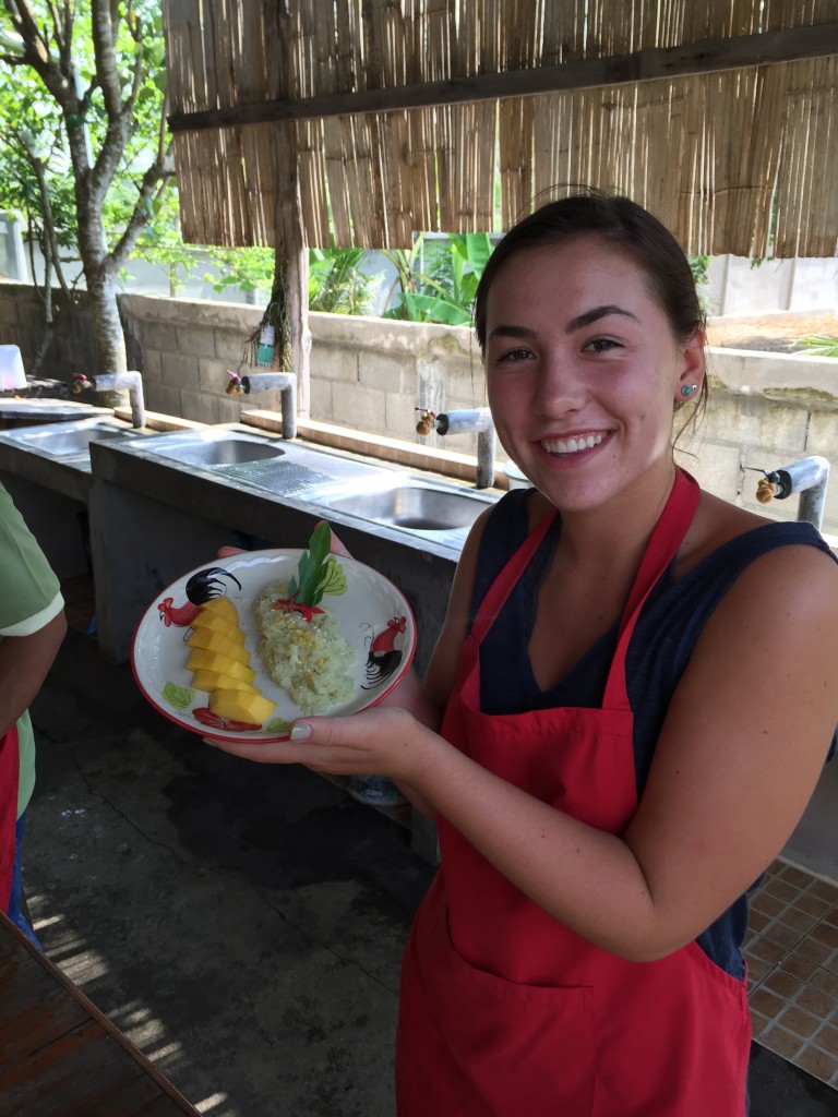 Megan makes a dessert of khao neow ma muang, or mango with sticky rice!