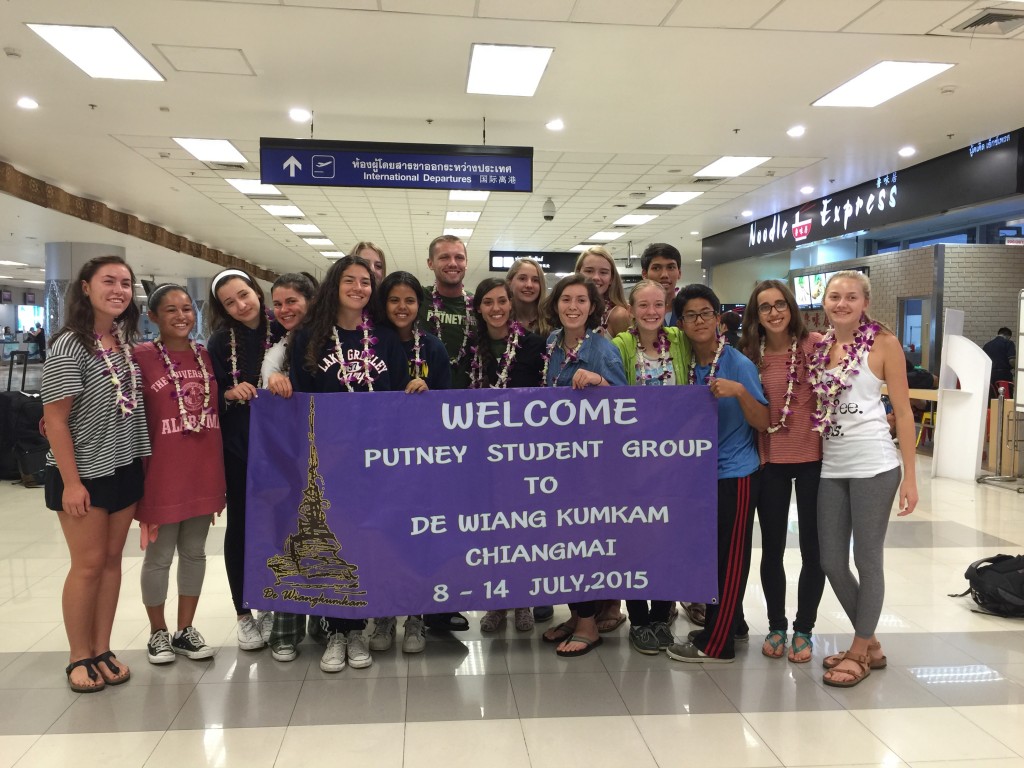 The group arrived at the airport and was greeted with leis and a beautiful sign celebrating our upcoming trip!